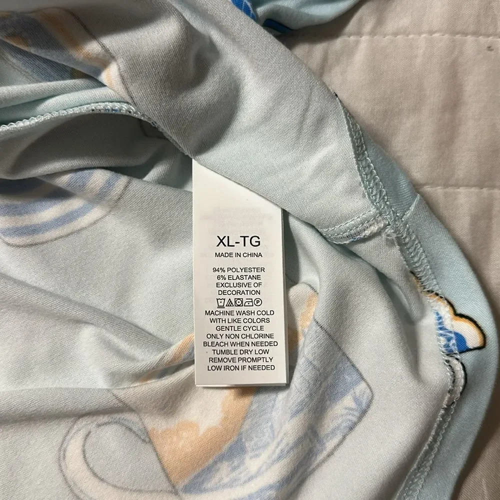 kate spade XL Light Blue Tea Coffee Print Notch Collar 3/4 Sleeve Pants PJ Set